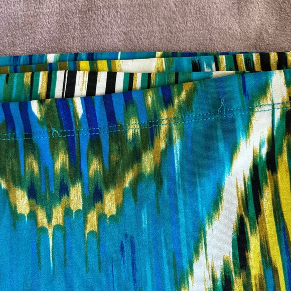 Cato Woman Blue Yellow Chevron Ikat Ruffle V-Neck Maxi Dress Plus Size 18/20W - Picture 8 of 8